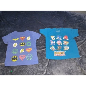 Lot de 2 tee-shirts graphiques Justice League Sonic the Hedgehog bleu enfant XS 6/7 - Photo 1/3