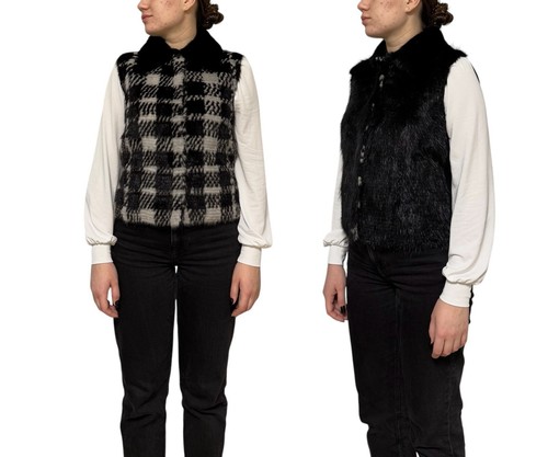 Gilet donna reversibile Gucci nuovo con etichette vera pelliccia sbiancata visone muskrat gancio taglia 42