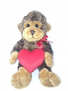 2007 Wishpets Adam Brown 10” Valentines Monkey W/Heart Bean Filled Stuffed Plush - Picture 1 of 7