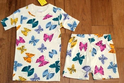NEW Hanna Andersson BUTTERFLY PAJAMAS Girls 4 100 Organic Short Johns PJs CUTE - Image 1 of 3