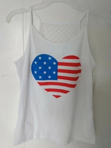 Bobbie Brooks Niñas Tanque Estrella Corazón Bandera Americana Malla Espalda Talla L 10/12 - Imagen 1 de 3