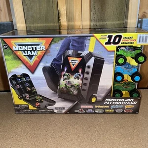 Monster Jam Pit Party - 10 Monster Trucks w/ Carry Case - Sealed - Free Ship - Picture 1 of 5