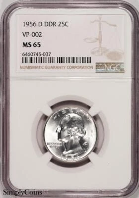 1956-D DDR VP-002 Washington Silver Quarter NGC MS65 DDR-001 #1 #745-037 - Image 1 of 4