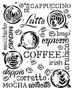 Davvero Grandi Stencil, Stencil Ossessione Caffè, 8" x 9,75", Barista, Espresso - Foto 1 di 1