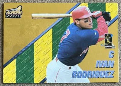 1998 Pacific Aurora Pennant Fever Ivan Rodriguez Texas Rangers #7 - Image 1 of 2