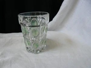 Bulls’s Eye and Daisies Tumbler U.S. Glass #15117 Clear EAPG 1909 green stain - Picture 1 of 9