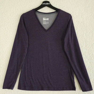 Nike Shirt Womens Medium Purple Slim Fit V Neck Long Sleeve Dri Fit Training Gym - Image 1 of 4