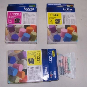 3 x Brother genuine LC133 cartridges yellow,magenta for DCP-4110DW,MFC-J6920DW + - Picture 1 of 1