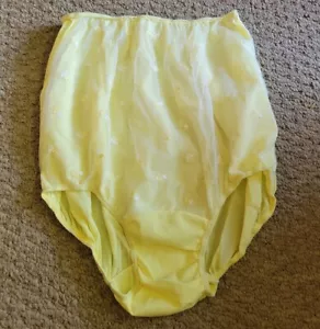 Rare 50s 60s Yellow embroidered flowers Plymouth Undies Vtg Panties Nylon sz 8 - Picture 1 of 6