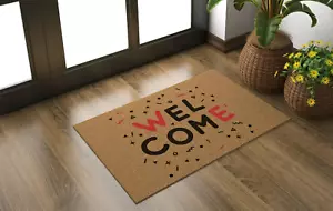 Welcome Doormat 40x60 cm Decorative Print Non Slip Polyester Entrance Mat - Picture 1 of 3