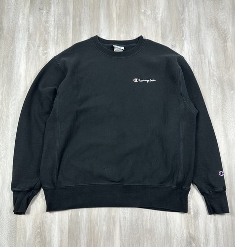SUPREME Felpa nera Champion Reverse League taglia grande girocollo logo pull over