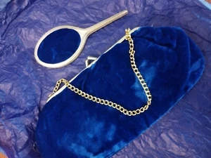 Vintage Blue Clasp Evening Bag And Original Hand Mirror Stunning ๐ - Picture 1 of 6