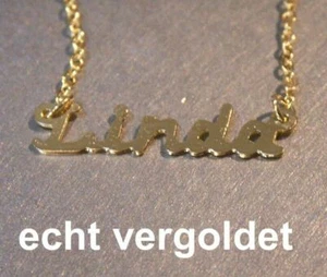 EDLE HALSKETTE LINDA KETTE ECHT VERGOLDET NAME NAMENSCOLLIER NAMENSKETTE NEU - Picture 1 of 1