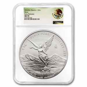 2024 Mexico 1 kilo Silver Libertad MS-70 NGC (Coat of Arms) - Picture 1 of 3