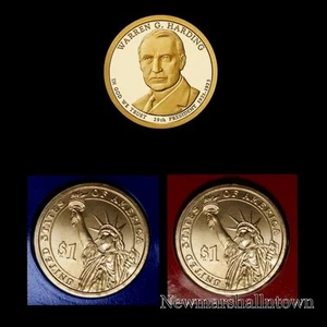 2014 P+D+S Warren G Harding dollaro presidenziale set di tre monete prova di conio - Foto 1 di 3