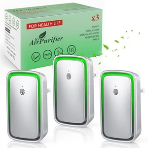Plug in Air Purifier 3 Pack,Air Ionizers for Home Plug In,Negative Ion Genera... - Picture 1 of 9