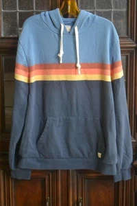 Marine Layer Mens Multi Sunset Stripe Blue Hoodie Sweatshirt S Siganture Fleece - Picture 1 of 5
