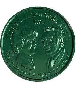 King & Queen Grela XXXII 1979 Tina & Mike Badalamenti Krewe Grela Token Green - Picture 1 of 2