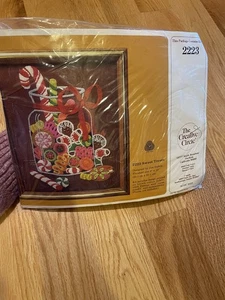 SWEET TREATS Vintage Crewel Embroidery Kit Christmas Candy Canes Gingerbread - Picture 1 of 4