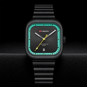 CURREN Herren Uhr Quadratisch Edelstahl Quarz Mit Datum Leuchtzeiger Business - Bild 1 von 6