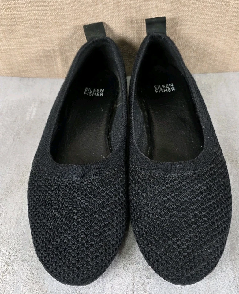 Женские классические балетки Eileen Fisher Naomi черные эластичные вязаные размер 8,5 б/у в отличном состоянии - Изображение 1 из 4
