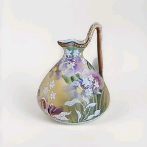 VINTAGE NIPPON HAND PAINTED MORIAGE OVOID PORCELAIN EWER/VASE 5.5” - Picture 1 of 6