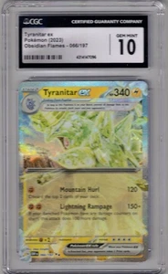 2023 POKEMON 066/197 TYRANITAR EX HOLO OBSIDIAN FLAMES CGC 10 - Picture 1 of 2