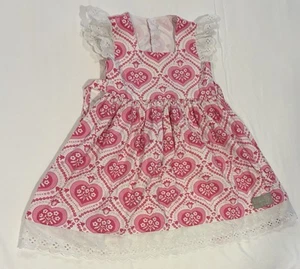 Eleanor Rose Pink Hearts dress girl size 6/7 - Picture 1 of 9