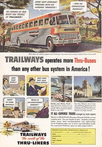 1951 Trailways: Cartoon Vintage Print Ad - Picture 1 of 1