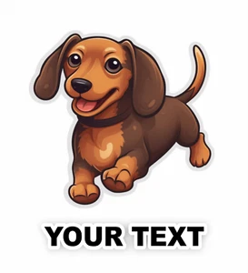 Set of 2 Dachshund Dog Decal Stickers with Free Custom Text - Foto 1 di 5