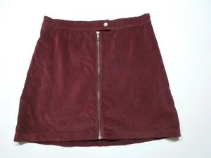 MADWELL MAROON / CRANBERRY VELVET SIZE 10 FRONT ZIPPER SKIRT ~ SZ 10 - Picture 1 of 8