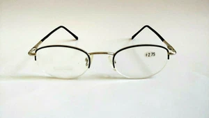 Vintage 90's Small Oval Metal Reading Glasses +1.25 (Silver/Blk P) - Picture 1 of 4