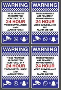 24HR SECURITY MONITORING 4PK Safety Sign OHS WHS 3m waterproof Vinyl 150x100mm - Picture 1 of 6