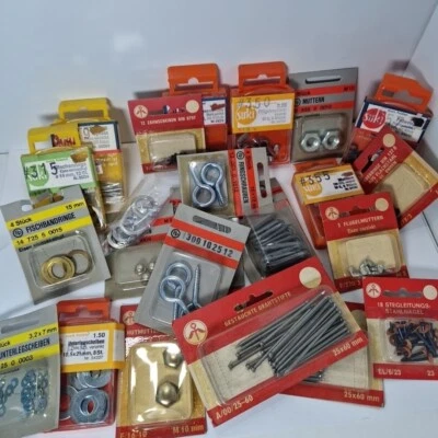 20 Päckchen Restposten haken Ringschraube Nägel Scharniere Mutter Eisenware - Bild 1 von 4