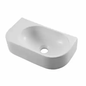 WALL HUNG white Basin vanity powder room with pop up plug bottle trap Bolts kit - Foto 1 di 22