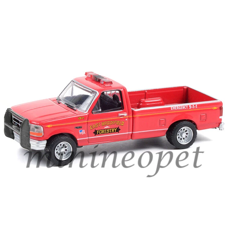 GREENLIGHT 67010 B 1992 FORD F-350 PICK UP EAST BROOKFIELD FORESTRY 1/64 RED  - Image 1 of 1
