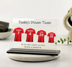 Camisa de fútbol personalizada acrílico familiar con soporte gratuito, regalo del Día del Padre - Imagen 1 de 3