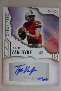 Tyler Van Dyke - 2023 Sage Football Sneak Peek Autograph Gold #64/100