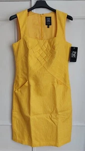 Yellow Jax Lined Cotton Knee Length Summer Dress Size UK 10 (US 6) Party Wedding - Picture 1 of 7
