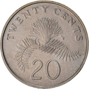 Singapore | 20 Cents Coin | Powder-puff plant | Km:52 | 1985 - 1991 - Picture 1 of 12