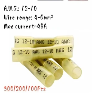 AWG 12-10 Gauge Heat Shrink Crimp Terminals Wire Butt Connectors 500Pcs - Picture 1 of 8