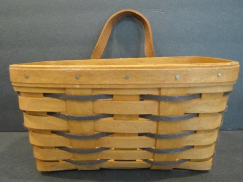 LONGABERGER 1995 Hanging MAIL STORAGE Small Basket - Leather Handle 9 x 5 Blue Cover
