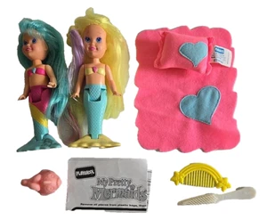 Playskool 1991 My Pretty Mermaid Lote 2 Muñecas Amarillo Azul Pelo y Accesorios - Imagen 1 de 5