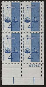 US Scott #1186, Plate Block #27026 1961 Workmen's Comp 4c FVF MNH Lower Right - Picture 1 of 1
