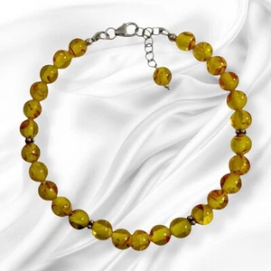 Authentic Amber With 925 Sterling Silver Beads Bracelet - Picture 1 of 3