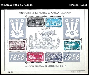 MEXICO 1956 SC C234a CENTENARY OF 1ST POSTAGE STAMPS UNG P10½x10 WM300 F/VF - Picture 1 of 2