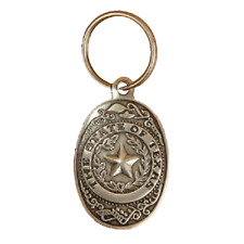 Silver Embossed Repousse State of Texas Seal Oval Key Ring