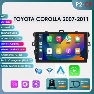 9'' Android 13 32GB Car GPS Navi Radio Stereo Caplay For Toyota Corolla 2007-11 - Image 1 of 4