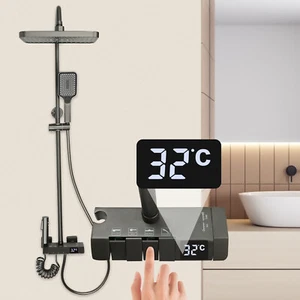 Sistema doccia LED acciaio inox rubinetto doccia a pioggia set doccia massaggio soffione - Foto 1 di 24