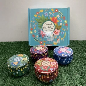 Citronella Scented Candle 2.5 oz. Set of 4 in Decorative Tin 100% Soy Wax - Picture 1 of 6
